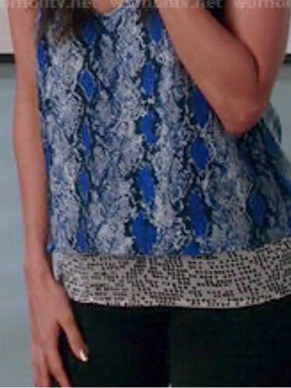 Blue Snake-Print Spaghetti Strap Women's Top